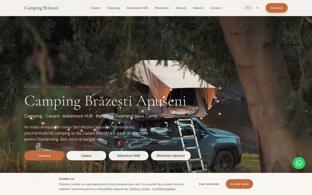 Site-ul Camping Brăzești, realizat de SimplifyWeb