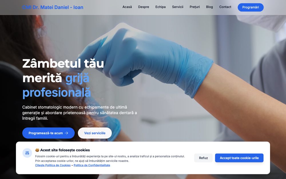 Site-ul CMI Dr. Matei Daniel Ioan, realizat de SimplifyWeb