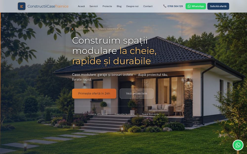 Site-ul Construcții Case Trainice, realizat de SimplifyWeb
